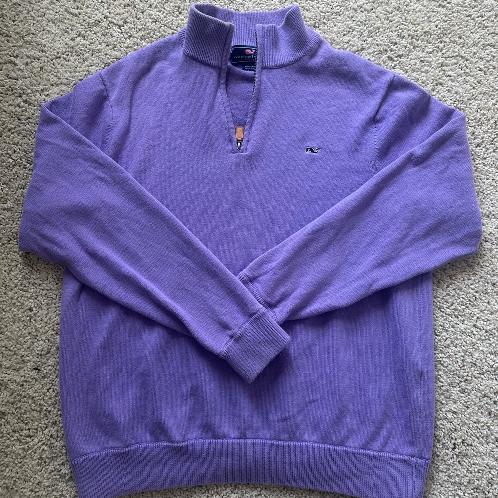 Vineyard Vines Men's Purple Quarter-Zip Sweater